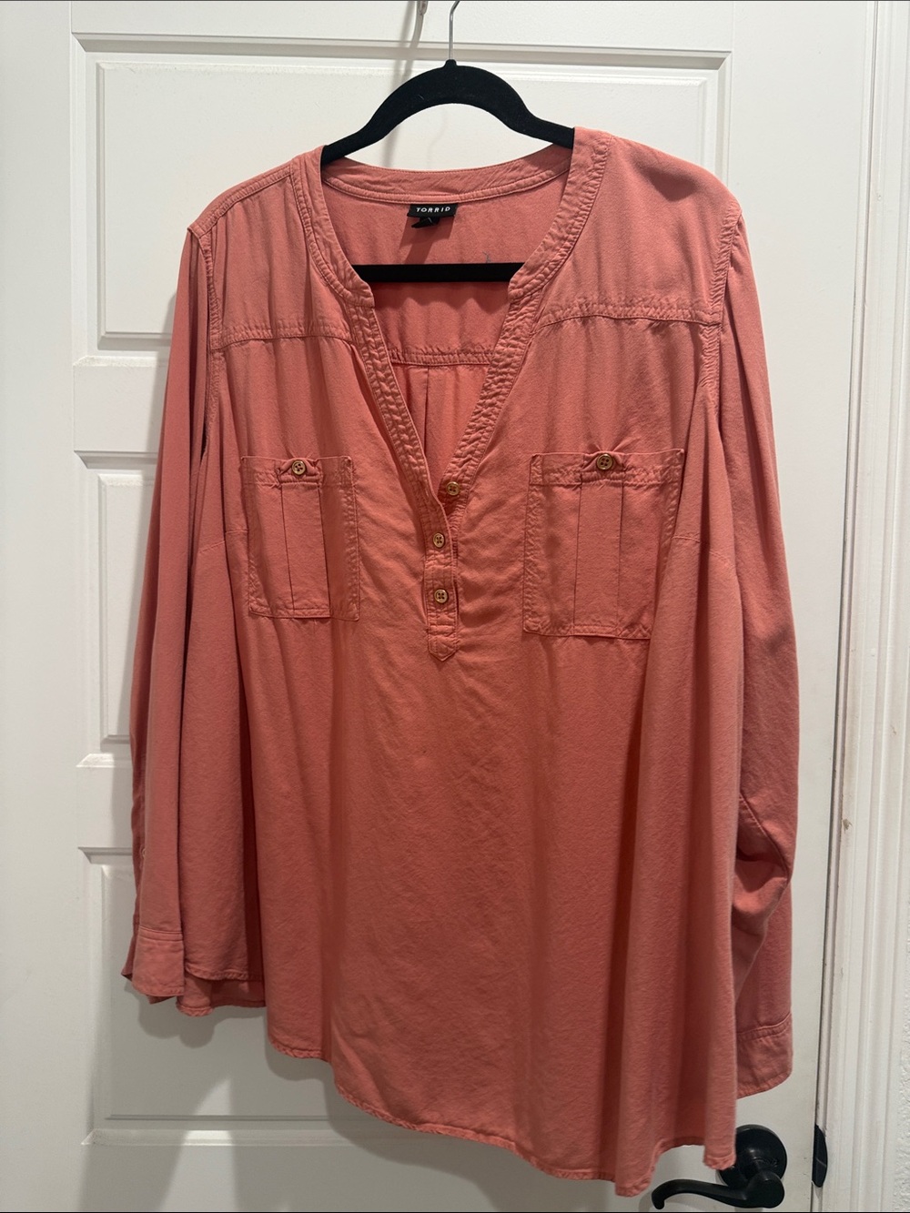 Torrid Dusty Coral Button-Front Tunic